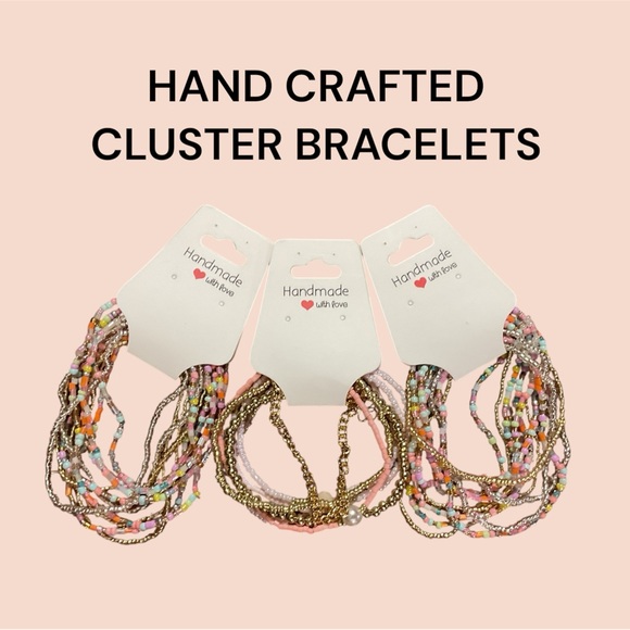 3 PACK OF HAND CRAFTED STRETCH BRACELET CLUSTERS GREAT GIFT - Picture 1 of 1